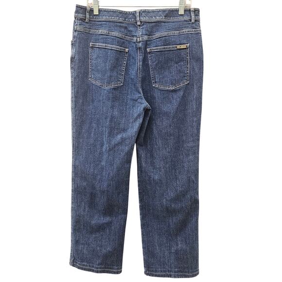 St. John Caviar Denim 5-Pocket Jeans Straight Leg Relaxed Cropped Size 12 - Picture 3 of 12